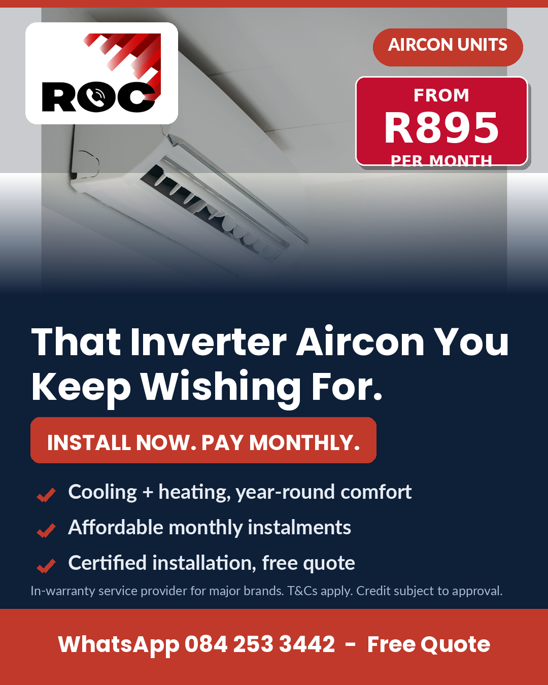 Aircon — install now, pay monthly from R895/month