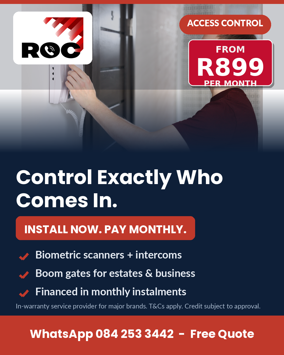 Access Control — install now, pay monthly from R899/month