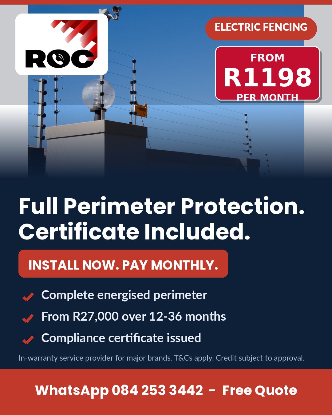 Electric Fence — install now, pay monthly from R1198/month
